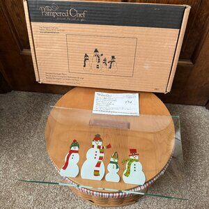 The Pampered Chef - Snowmen Rectangle Glass Platter